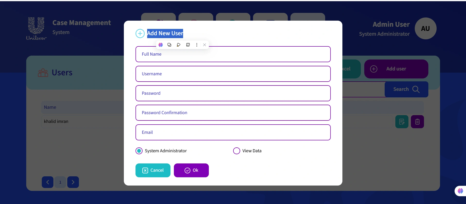 Case Management System - add-new-user
