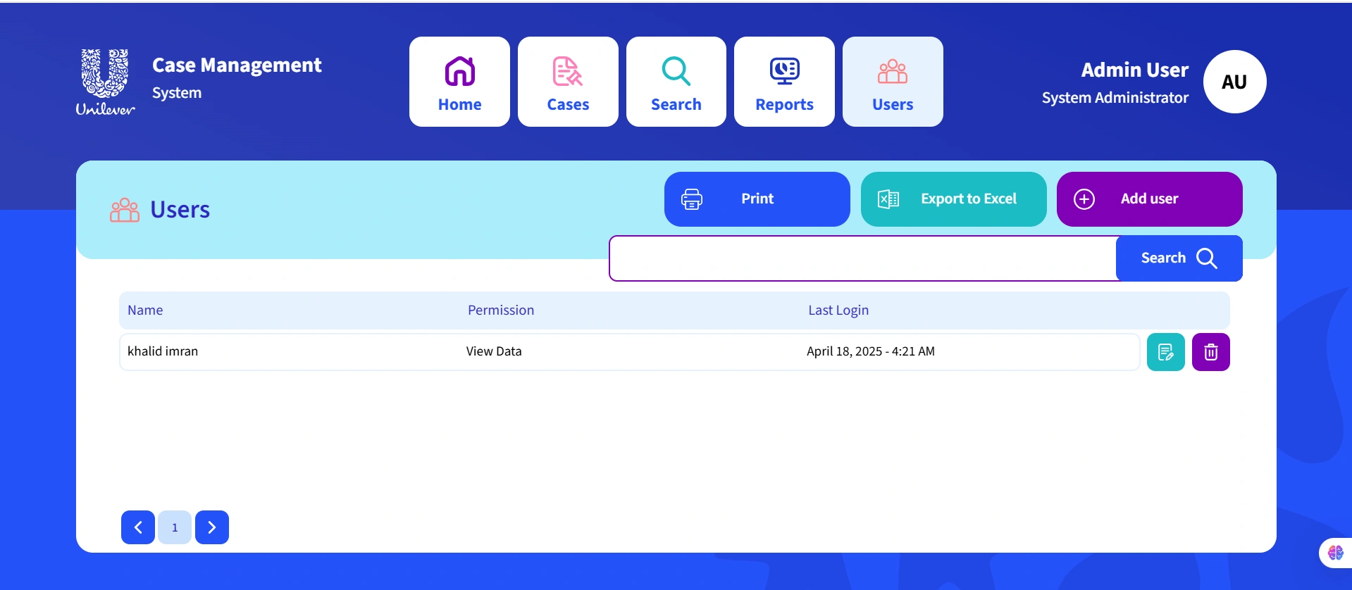 Case Management System - users