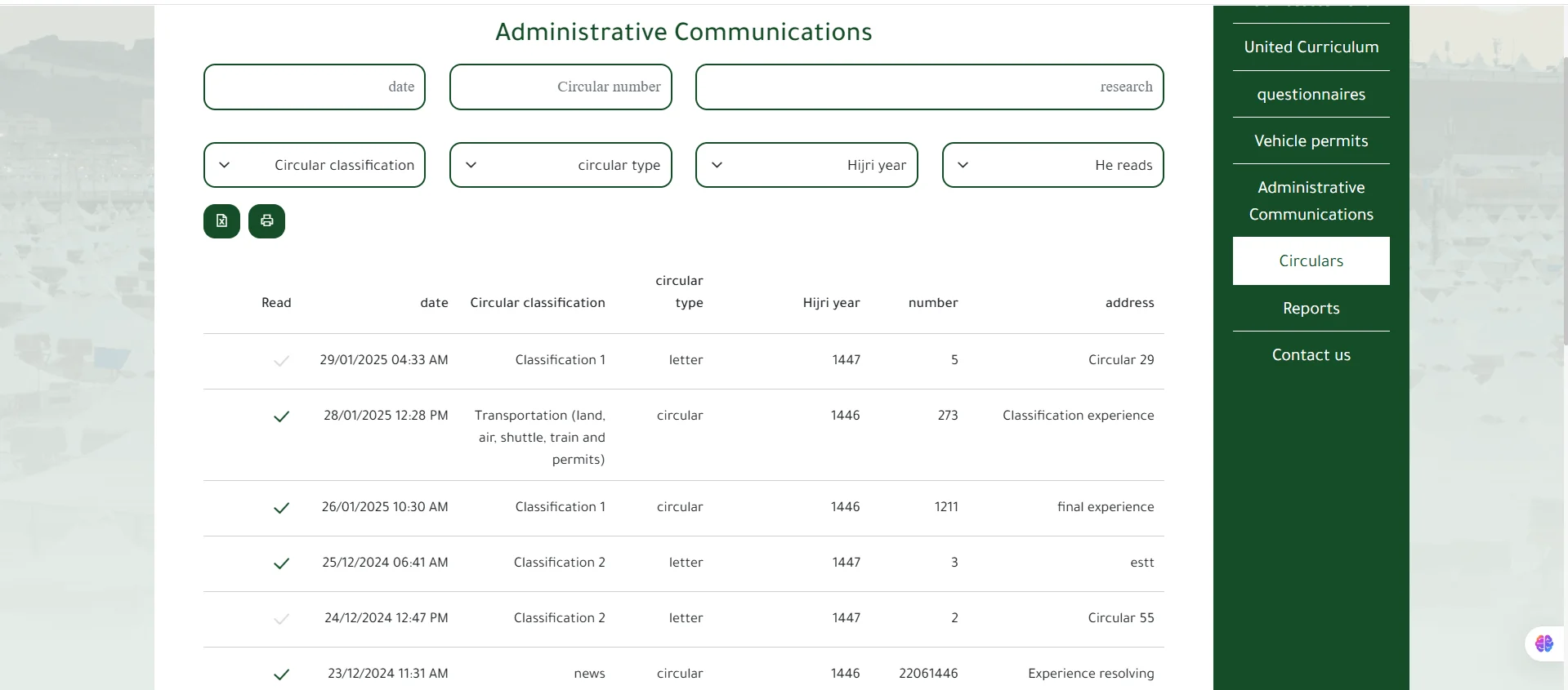 Circulars Management